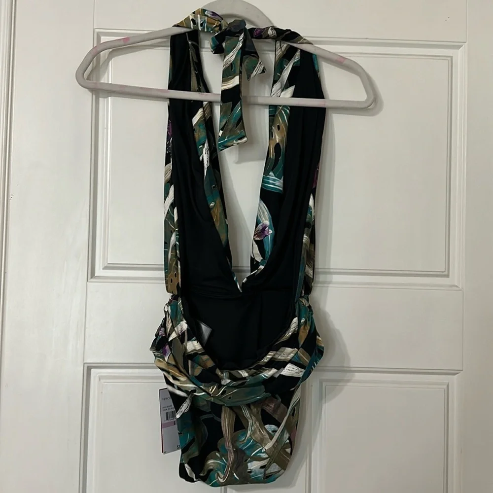 Vince Camuto plunging v neck open back swimsuit - Picture 2 of 4